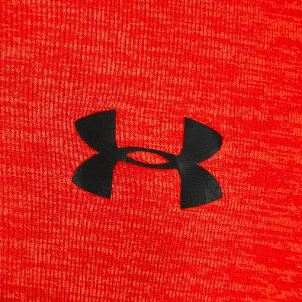 Under Armour Shirt Mens Medium Orange Short Sleeve Loose Fit Heat Gear Active‎